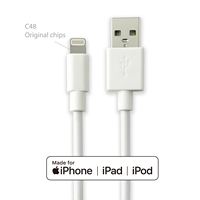 Cable USB con Certificación MFi para Dispositivos iPhone iOS - Carga Rápida, Sincronización, Material de PVC, Blindaje Trenzado, Compatible con Computadoras, en Stock