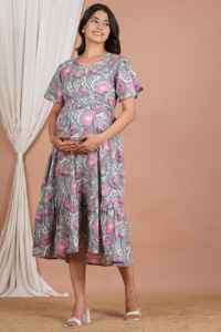 Beautifully 100% Pure Cotton Maternity <b>Dress</b> With <b>Breastfeeding</b> Eco-Friendly Breathable Hospital Nursing <b>Dress</b> Pregnancy Outfit - Product Image 5