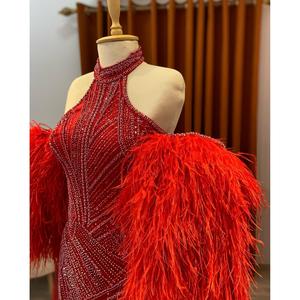 Vestido de Noche Largo para Mujer Scarlet Feather Royale, de Gasa, Cintura Natural, con Lentejuelas y Perlas, para Fiestas y Eventos Formales - Product Image 3