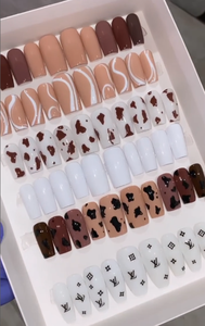 Kit de faux ongles personnalisés de luxe en <span class=keywords><strong>forme</strong></span> d'amande, style French Coffin, à coller, avec colle et lime à ongles - Product Image 6