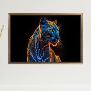 Impression sur toile élégante Panthère : Décoration artistique à motif animalier, TOILE ENCADRÉE DORÉE - Product Image 1