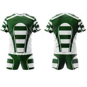 Vente directe d'usine respirant hommes Rugby uniforme manches courtes taille personnalisée fait hommes Rugby uniformes ensembles