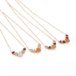 Collar chapado en oro de diseño hecho a mano para mujer, cadena de eslabones cómoda, melocotón, Druzy, Arco Iris, piedra lunar, joyería de compromiso - Product Image 6