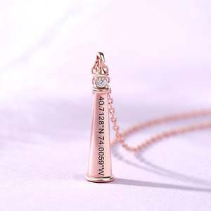 Jeulia Guiding Light Lighthouse Design Round Cut Personalized Sterling Silver Fashion Pendant Necklace - Product Image 5