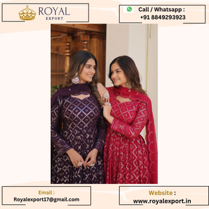 Faux Blooming Georgette con vestido de trabajo bordado de secuencia rica y colección Duppatta - Product Image 3