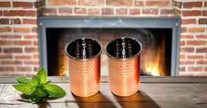 Hammered <b>Copper</b> Metal Mint Julep <b>Cup</b> Accessory Set of 2 Embossed Drinkware with Scant & Charm for Tea <b>Cups</b> & Saucers - Product Image 5