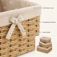 Panier de rangement en corde de papier tressée, modèle Soft Edge T3, pour bureau, table basse, snacks, bijoux, papeterie, cosmétiques, rangement moderne