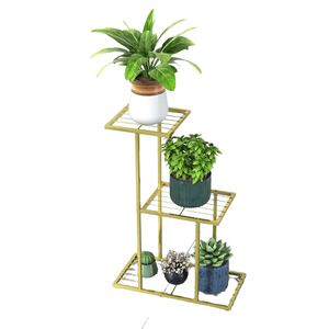 Adiba décor à la maison industriel moderne jardinière support coloré or métal fleur support pour intérieur extérieur décor à la maison jour de la terre en laiton - Product Image 1