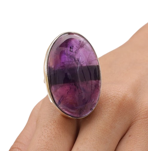 925 sello mejor calidad diseñador sólido anillo de regalo de boda 925 plata esterlina hecha a mano piedra preciosa amatista Spinner anillo joyería - Product Image 1