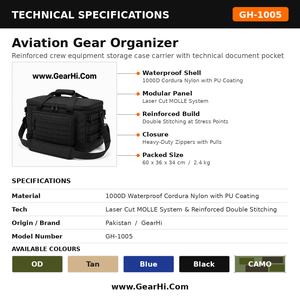Sac de transport renforcé résistant à l'eau pour équipement d'aviation, organisateur d'équipement de pont de vol, sac de rangement pour équipage de bord - Product Image 1