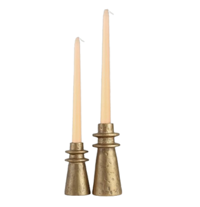 Handmade Art <b>Gifts</b> <b>Candle</b> Holder <b>Set</b> of Two Gold Polished Metal Candlestick Home Decor Available - Product Image 1