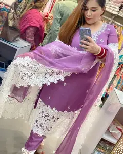 NUEVO DISEÑADOR FIESTA WEAR HEAVY CHINE COSTADO, CON REAL ESPEJO TRABAJO TOP CON DUPATTA A PRECIO AL POR MAYOR VESTIDO DE DISEÑADOR PARA MUJER - Product Image 1