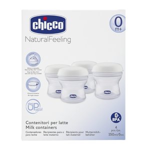 Set of 4 Chicco Breast Milk <b>Containers</b> 150ml NATURAL FEELING 00002257200000 Food <b>Storage</b> & <b>Container</b> - Product Image 1