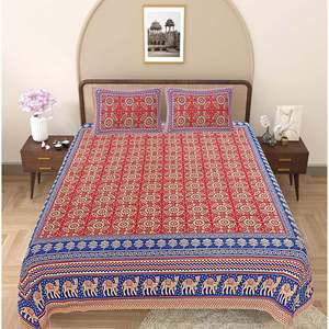 Juego de Sábanas Super King Azul 100% Algodón 240 Hilos con 2 Fundas de Almohada, Motivos Étnicos, 3 Piezas para el Hogar-SHKV1089 - Product Image 2
