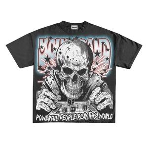 Alta calidad 100% algodón pigmento lavado de gran tamaño gota hombro suelto ajuste pesado serigrafía Jersey camiseta para hombres - Product Image 2