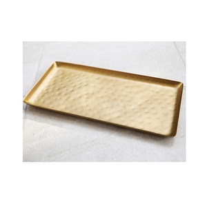 Plateau décoratif personnalisé en acier inoxydable plaqué argent pour petit déjeuner plateau de service en métal sans poignées - Product Image 4