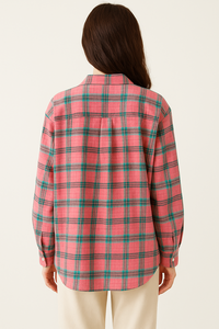 Chaqueta Camisa a Cuadros de Algodón para Mujer, Estilo Coreano, Manga Larga, Informal, con Logotipo, Estampado Teñido con Hilo, para Primavera, OEM Disponible - Product Image 3