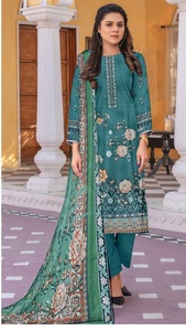 Trajes de algodón/césped de diseñador para mujer con diseño de Shalwar Kameez pakistaní de marca, trajes de algodón/césped estampados de talla grande - Product Image 4