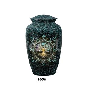 Urnas de árbol de la vida para cenizas humanas Urnas de cremación de aluminio hechas a mano Urna de metal para cenizas humanas con bolsa de terciopelo gratis - Product Image 1