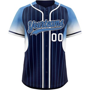 Vente en gros de maillots de softball personnalisés tissu en maille boutonné style sublimé avec des noms d'équipes en sergé - Product Image 3