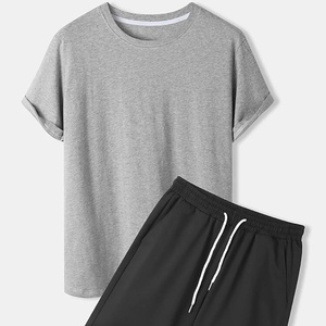 Ensemble deux pièces d'été décontracté pour hommes chemise à manches courtes et short en coton respirant doux confortable pour la plage - Product Image 4