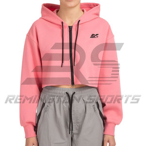 Custom Logo Streetwear Women Sweatshirt Pullover Gym Hoodies Women Crop Hoodie Ladies Casual Crop Top Hoodie <b>Set</b> - Product Image 2