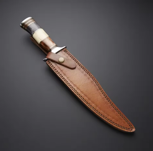 Couteau de chasse artisanal de haute qualité PRESTIGE BLADES, manche en bois moderne, acier Damas, ambidextre, passe au lave-vaisselle - Product Image 6
