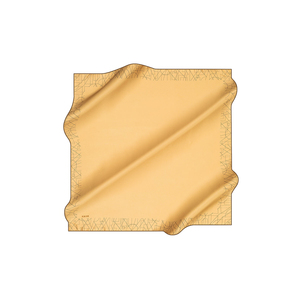 Écharpe en soie à imprimé numérique vintage de créateur, motif géométrique jaune - Product Image 1