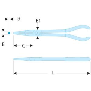 Alicates Facom de punta semicircular extra largos, de doble articulación y ángulo de 45 grados - Product Image 2