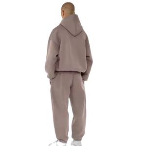 Vente en gros d'ensemble de pulls et survêtements stylés pour hommes Survêtements de jogging à épaules tombantes 2 pièces en coton épais pour hommes - Product Image 5
