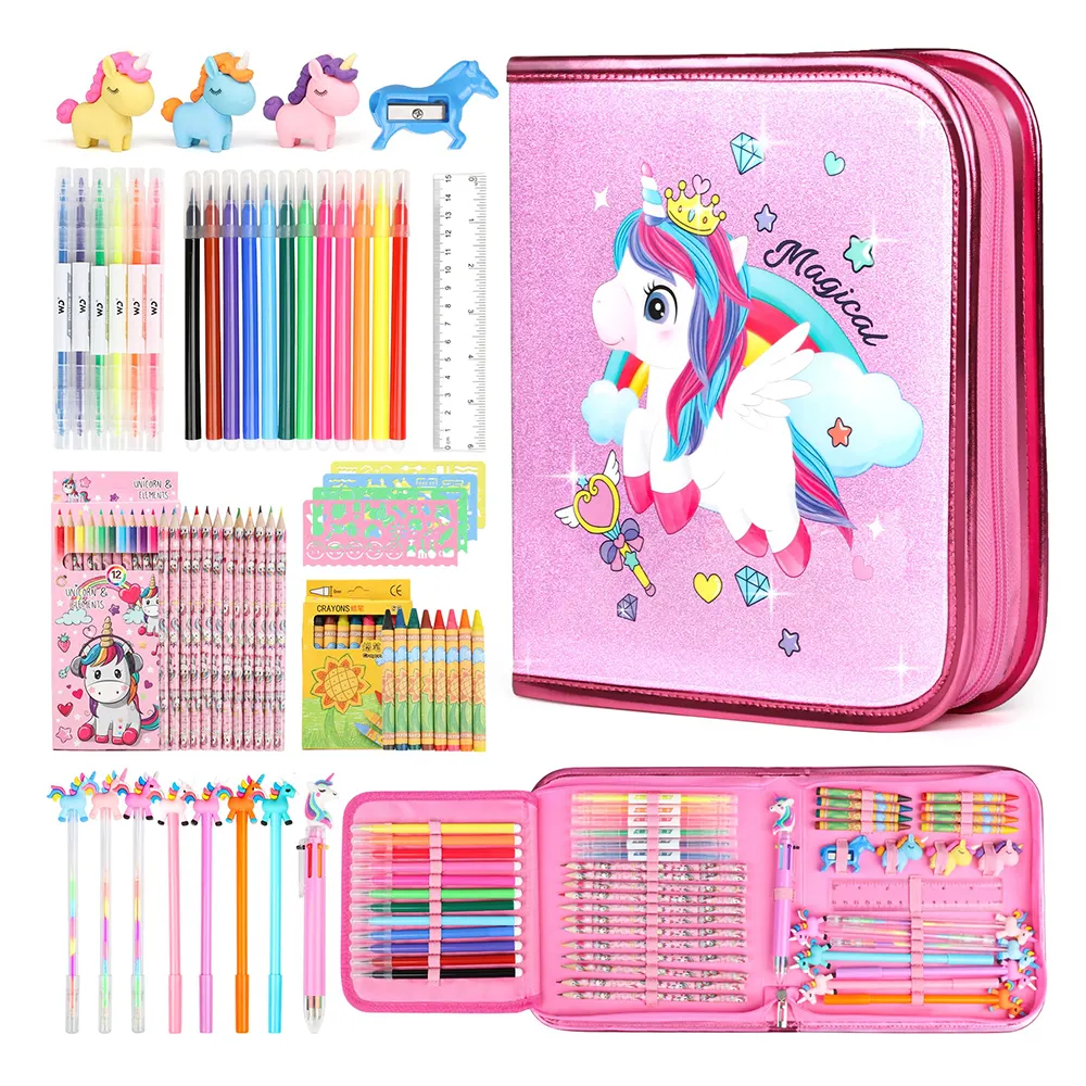 Unicorn Marker Set Kids Art Supplies Crayon Gel Pen Drawing Coloring Marker Set For Kids Student Gifts