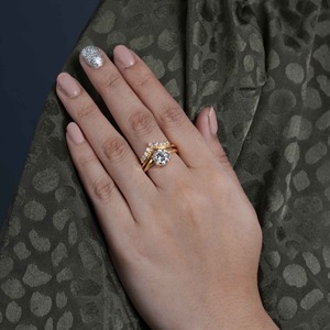 Mejor Oferta, Conjunto de Anillo de Compromiso y Alianza de Diamantes Cultivados en Laboratorio con Certificación IGI, VVS, Oro de 14k, Anillo de Boda Curvo a Bajo Precio - Product Image 2