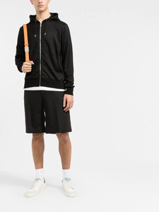 Suéter clásico de algodón puro de Color negro sólido para hombre con capucha y cremallera primavera otoño suelto cómodo Casual versátil con capucha - Product Image 2