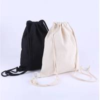 Sac à dos personnalisé OEM en toile de coton de qualité supérieure, couleur unie, avec cordon de serrage, fermeture USB, en coton biologique teint