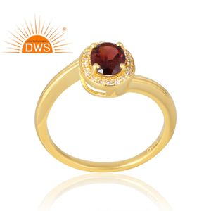 แหวนพลอย925ชุบทอง18K จากธรรมชาติ CZ และโกเมนเครื่องประดับแบบละเอียด - Product Image 1