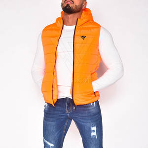 Chaqueta acolchada sin mangas a la moda para hombre Slim Fit Logo personalizado Stand Collar High Street Style para invierno - Product Image 6