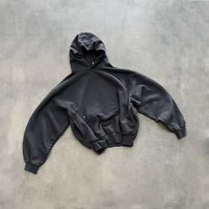 Fabricantes de Ropa, Sudadera con Capucha de Alta Calidad, Personalizada, Gruesa, Lavada al Ácido, Desgastada, Corta, Estilo Vintage, Streetwear - Product Image 4