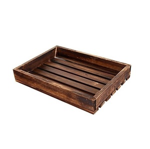 Plateau de service rectangulaire marron antique fait à la main plateau en bois de manguier personnalisé de taille moyenne de style moderne pour la maison et la cuisine - Product Image 1