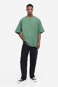 เสื้อเชิ๊ตผู้ชายทรงหลวมสีแอซิดวินเทจเสื้อยืดลำลองคอลูกเรือทรงสลิมฟิต - Product Image 6