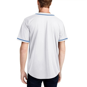 Maillot de baseball blanc à rayures bleu ciel Design classique Tenue d'équipe confortable et élégante Idéal pour les matchs de sport Entraînement - Product Image 5