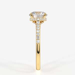 แหวนเพชรทรงกลมเพาะเลี้ยงในห้องปฏิบัติการ ทอง 14K พร้อมวงแหวนซ่อนรอบเพชร คอลเลกชันแหวนเพชรสุดหรู - Product Image 3