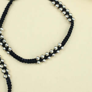 Bracelet de cheville Nazakat plaqué or 18 carats avec breloque boule, style bohème religieux, chaînes à motifs numériques, pierres principales diamant et perle, idéal pour un cadeau - Product Image 2