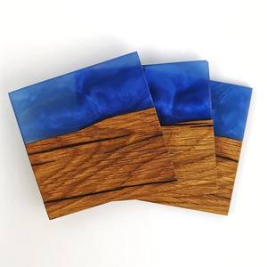 Hermoso diseño de madera y resina forma cuadrada para servir taza de té posavasos Mesa decorar modelo usado estilo hogar utensilios de cocina usados - Product Image 5