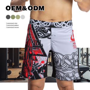 Shorts Bermuda à taille mi-haute sur mesure, en polyester tissé, impression numérique élastique, durable, léger, respirant, MMA - Product Image 1