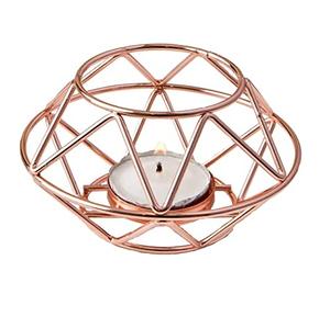 Lanterne décorative de bougie de fil en métal de vente chaude en or rose finie avec un design unique pour la décoration intérieure - Product Image 1