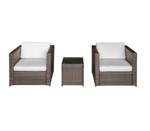 High Quality Modern Premium All-Weather Durable Rattan Steel Tempered Glass Sofa Set Coffee Table Waterproof Polyester Cushion - Product Image 1
