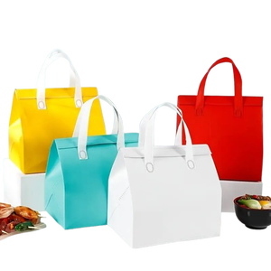 Bolsa de almuerzo con diseño de cartón con aislamiento térmico ecológico, bolsa de almuerzo no tejida para entrega de alimentos, bolsa de transporte fresca reutilizable - Product Image 6