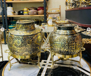 หรูหราแขวนจานสแตนเลสลายดอกไม้อย่างยั่งยืนดอกไม้ทองเหลืองโบราณสีเงินขนาด8ลิตร - Product Image 5