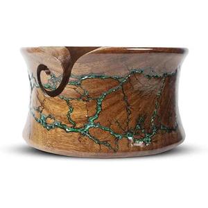 Cuenco de almacenamiento de hilo de madera redondo ecológico hecho a mano, modelo de artesanía de tejedora de estilo artístico único, cuenco de madera hecho a mano - Product Image 5