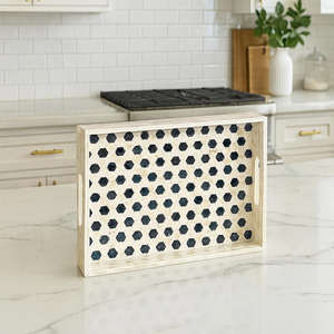 Plateau de service artisanal en nacre, incrustation de coquillages naturels, écologique, multifonctionnel, accent décoratif pour mariage, pour une maison élégante - Product Image 2